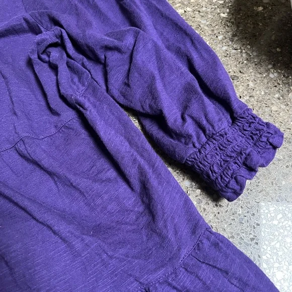 J. Jill Rich Purple Tunic Boho Top with Smocked Sleeves Size 2X Peasant Plus EUC - Picture 2 of 7